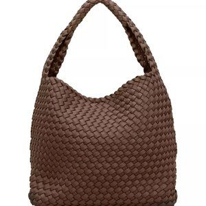 NAGHEDI NEOPRENE NOMAD HOBO BAG IN MINK BROWN NWT MISSING POUCH